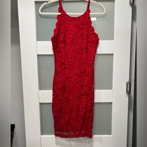 red lace formal dress